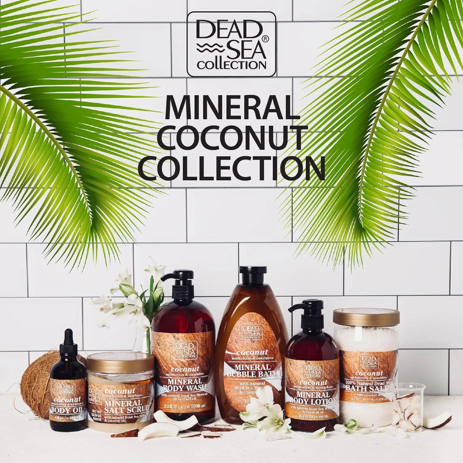 Dead Sea Collection Shampoo and Conditioner Set with Coconut Oil – Hydrating Softening Hair Products with Dead Sea Minerals for All Hair Types – Set of 2 Bottles (33.8 & 30.6 Fl. Oz.)