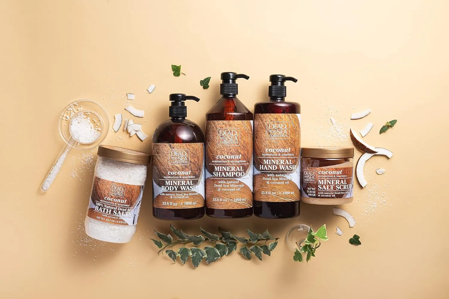 Dead Sea Collection Shampoo and Conditioner Set with Coconut Oil – Hydrating Softening Hair Products with Dead Sea Minerals for All Hair Types – Set of 2 Bottles (33.8 & 30.6 Fl. Oz.)