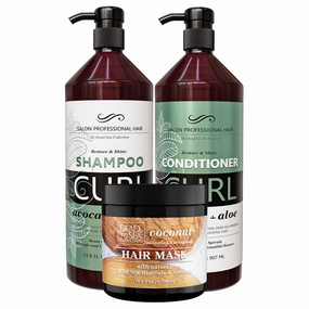 Dead Sea Collection Hair Care Bundle – Avocado & Aloe Shampoo & Conditioner Set   Coconut Hair Mask – Hydrating and Strengthening Treatment – For All Hair Types (33.8, 30.6 & 16.9 Fl. Oz.)