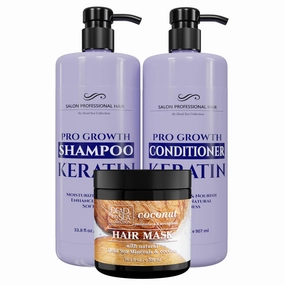 Dead Sea Collection Hair Care Bundle – Keratin Shampoo & Conditioner Set   Coconut & Shea Hair Mask – Hydrating and Strengthening Treatment – For All Hair Types (33.8, 30.6 & 16.9 Fl. Oz.)