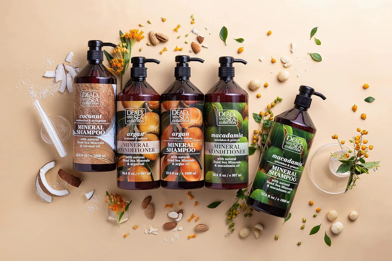 Dead Sea Collection Shampoo and Conditioner Set with Argan Oil – Hydrating Softening Hair Products with Dead Sea Minerals for All Hair Types – Set of 2 Bottles (33.8 & 30.6 Fl. Oz.)