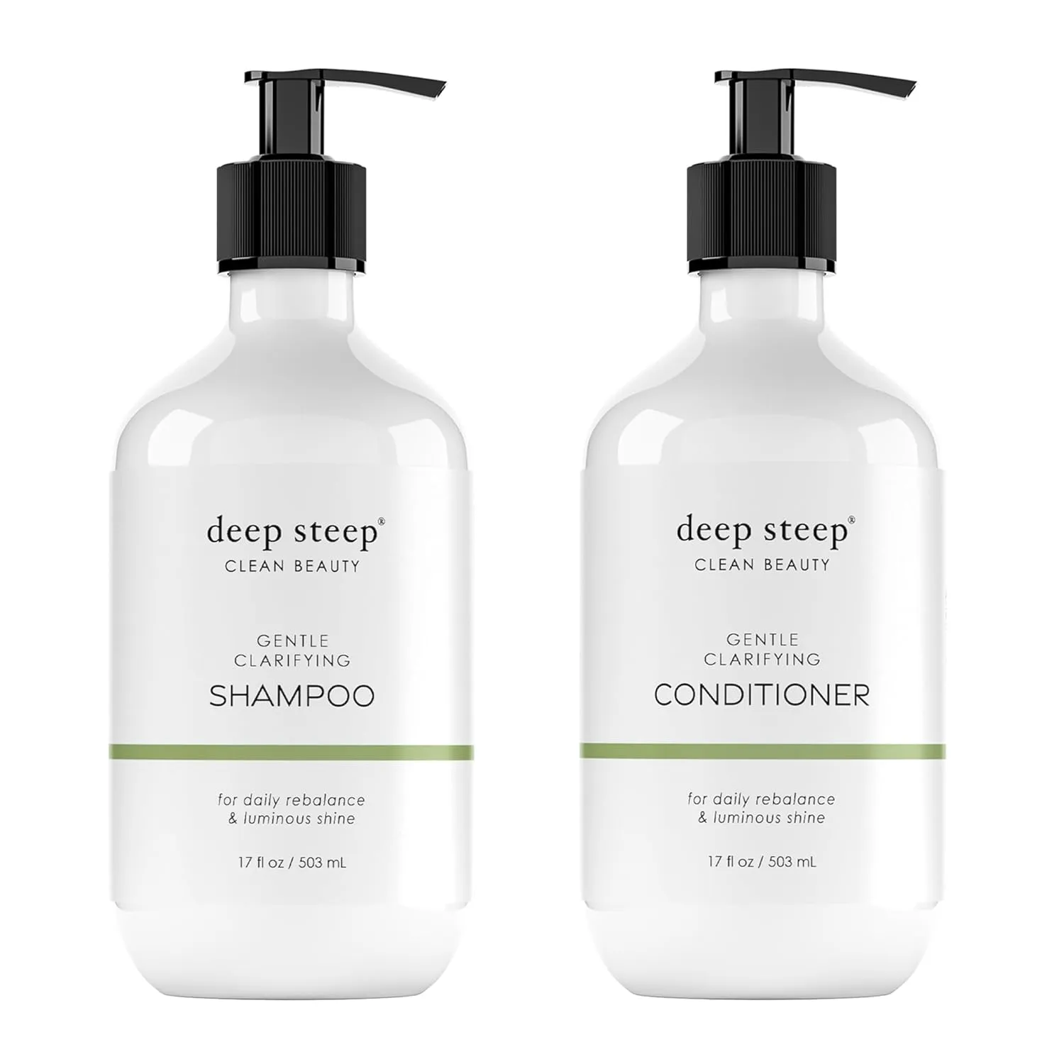 Deep Steep Shampoo & Conditioner, Premium Hair Care (Gentle Clarifying, 17 oz)
