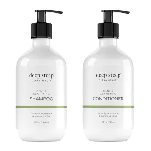 Deep Steep Shampoo & Conditioner, Premium Hair Care (Gentle Clarifying, 17 oz)