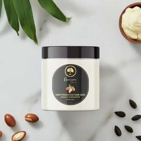 Deep Hydration Hair Mask ~ 100% Moroccan Argan Oil, Shea Butter, Repairs Color Treated, Bleached, Damaged Hair, Nourishes and Softens. 7.05oz