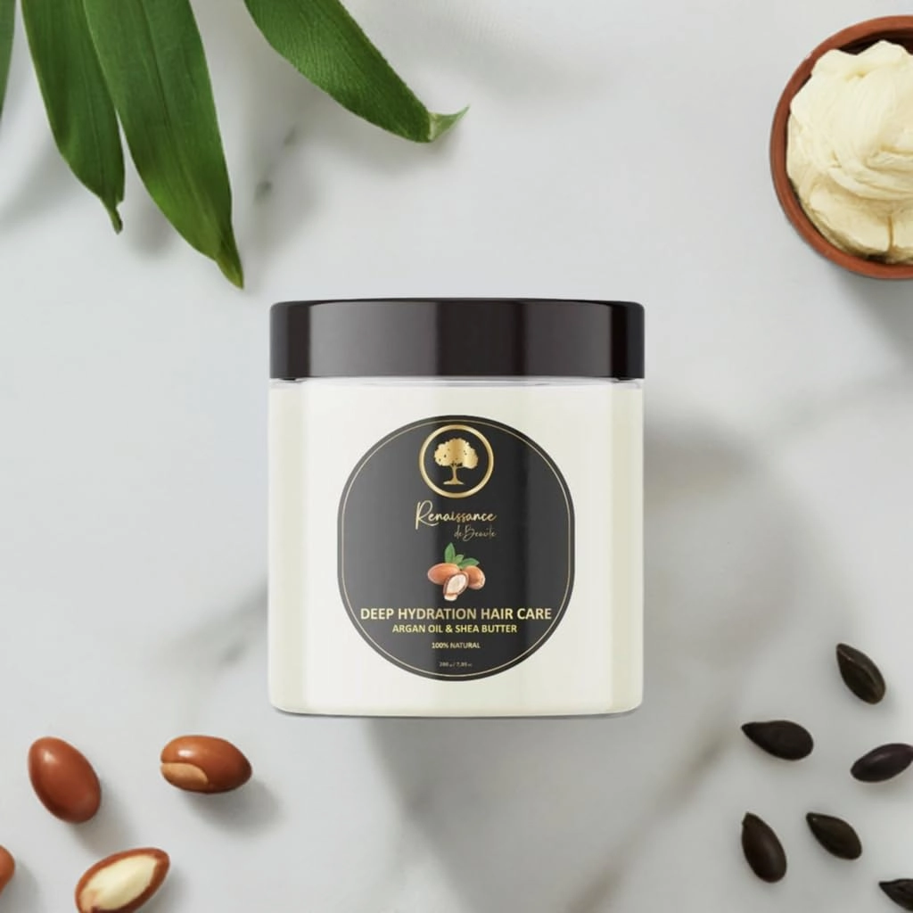 Deep Hydration Hair Mask ~ 100% Moroccan Argan Oil, Shea Butter, Repairs Color Treated, Bleached, Damaged Hair, Nourishes and Softens. 7.05oz