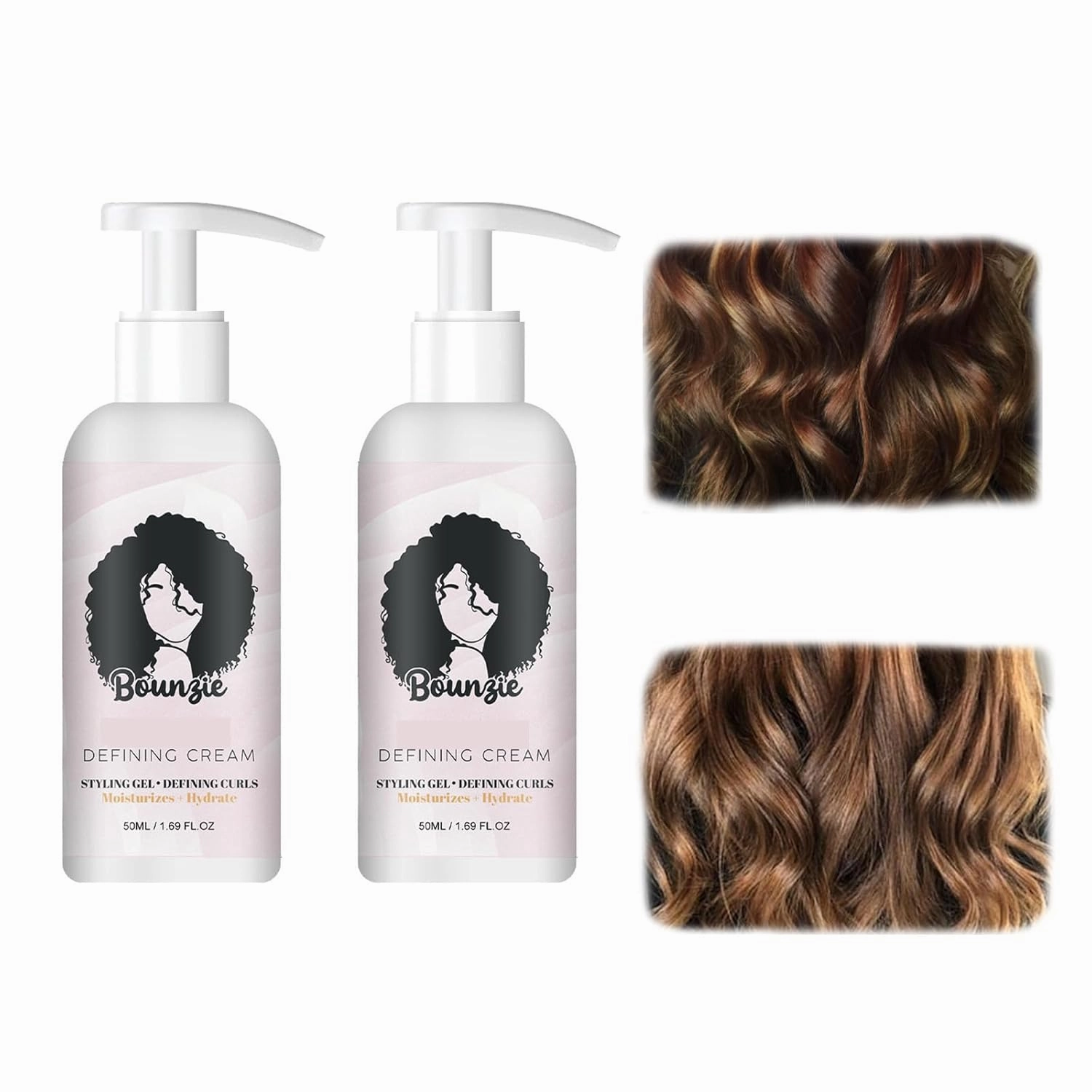Defining Cream for Wavy Hair, Curls Boost Moisturizing Defining, Natural Frizz Control, Moisturizing Curl Conditioner Cream for Tight Curls, Braids, Twist-Outs, Wash, Go Styles (2 pcs)