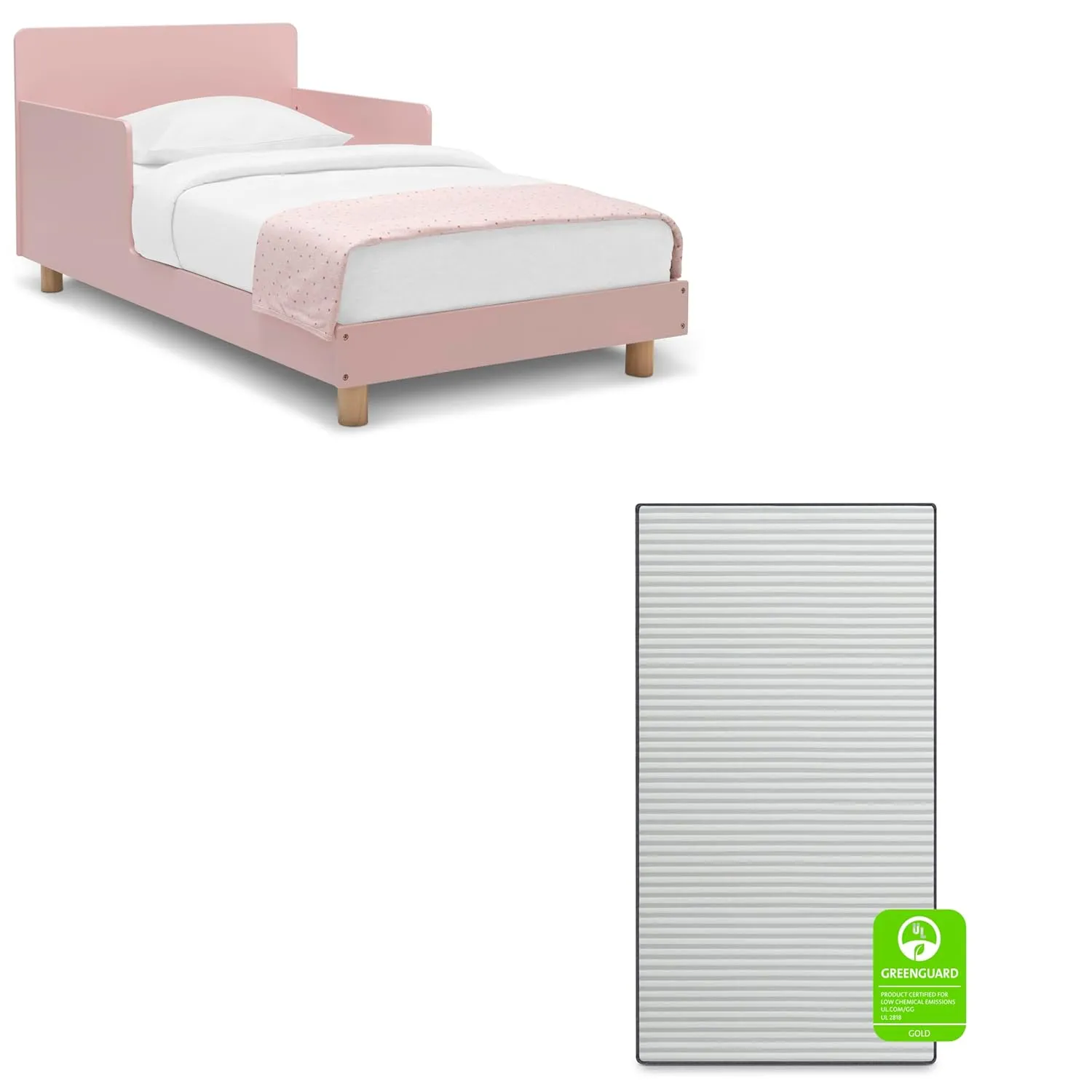 Delta Children GapKids Toddler Bed, Blush/Natural   babyGap TrueSleep Crib and Toddler Mattress (Bundle)