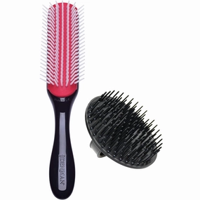Denman D3 7-Row Hair Brush & D6 Scalp Massager Set - Detangling, Styling & Massaging for All Hair Types | Ergonomic Design | Promotes Scalp Health