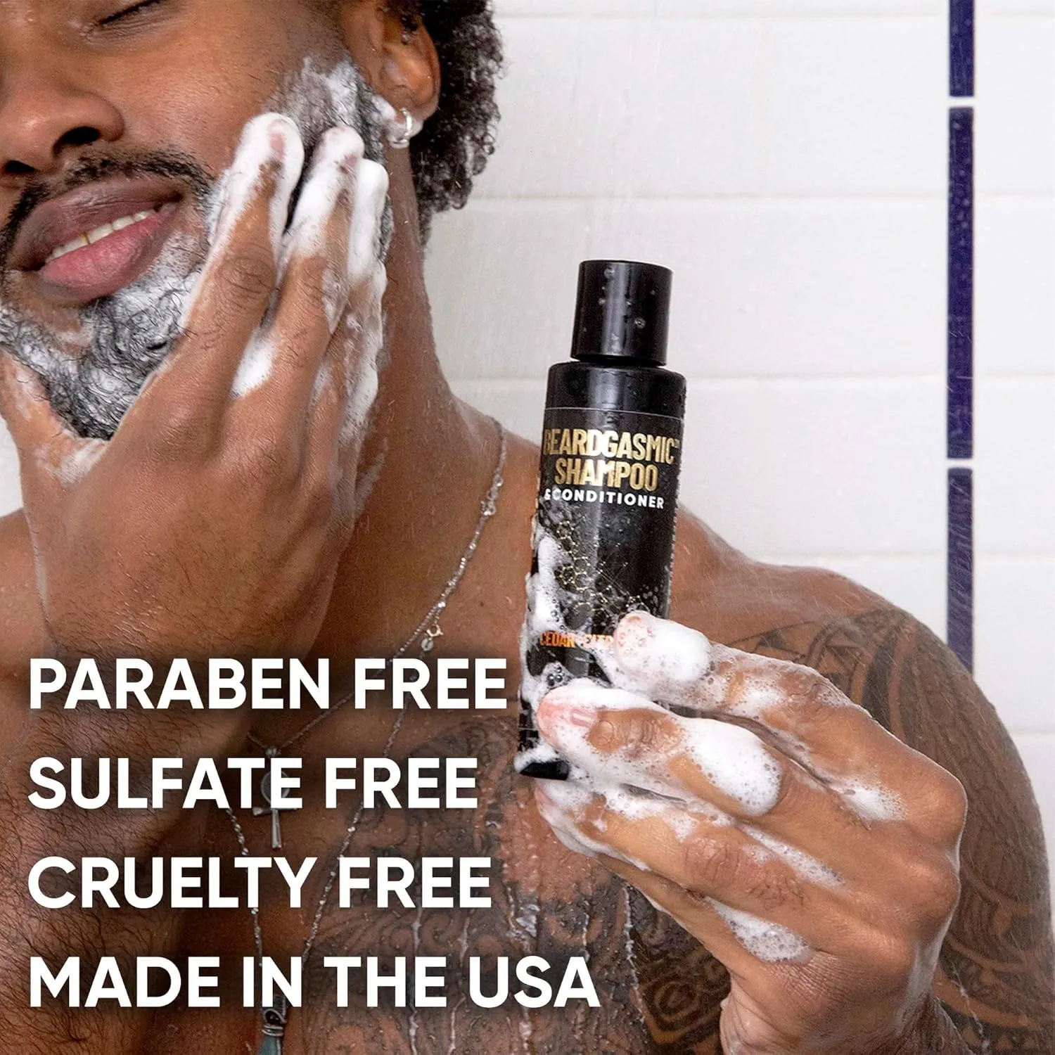 Derm Dude BeardGasmic 2-in-1 Beard Shampoo & Conditioner for Men | Formulated with Aloe Vera & Vitamin E to Clean, Hydrate & Nourish For Thicker Fuller-Looking Beard | Sulfate-Free, Cedar & Citrus 4oz