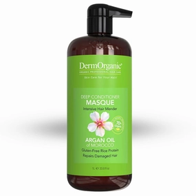 DermOrganic Hair Repair Masque - Deep Conditioner Vegan Protein Reconstructor Rebuilds Damaged Hair with Organic Argan Oil – 33.8 oz