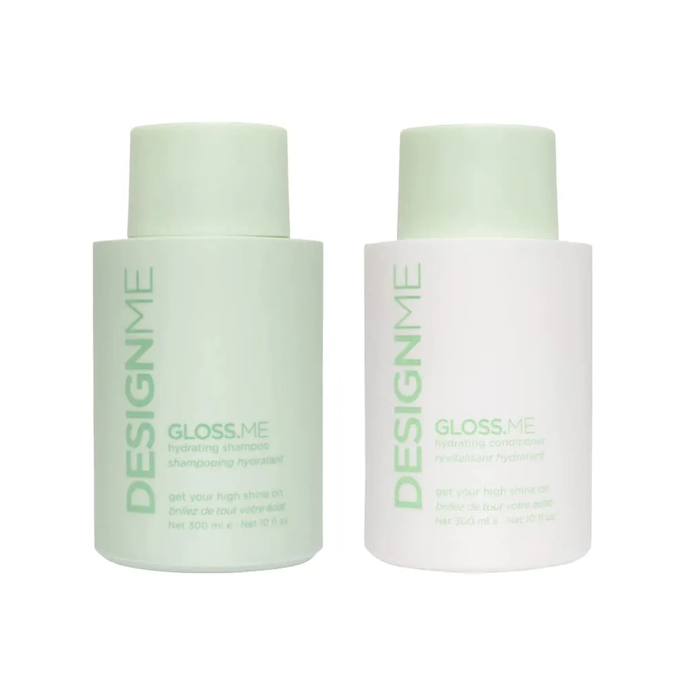 Design.Me GLOSS.ME Moisturizing Shampoo and Conditioner for Dry Hair | Hemp & Argan Oil Shampoo with Straight/Curly Hair Conditioner | Hydrating Shampoo & Conditioner for Colored Hair, 10 Fl Oz Each