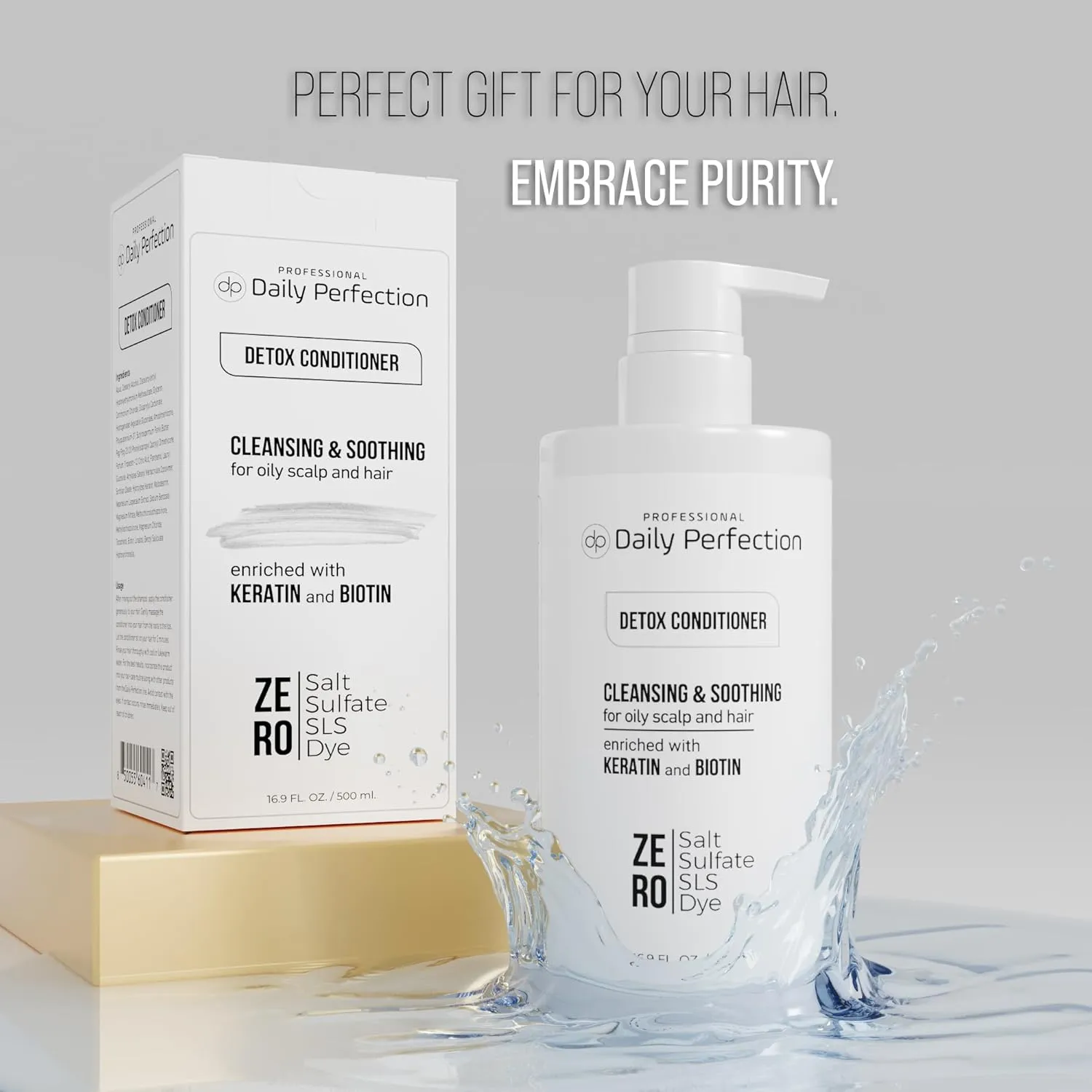 Detox Conditioner to Remove Build-Up, Oil, and Dirt. Salon-Grade Formula with Biotin and Keratin, Salt-Free, Sulfate-Free, and Paraben-Free for Clean, Refreshed Hair.