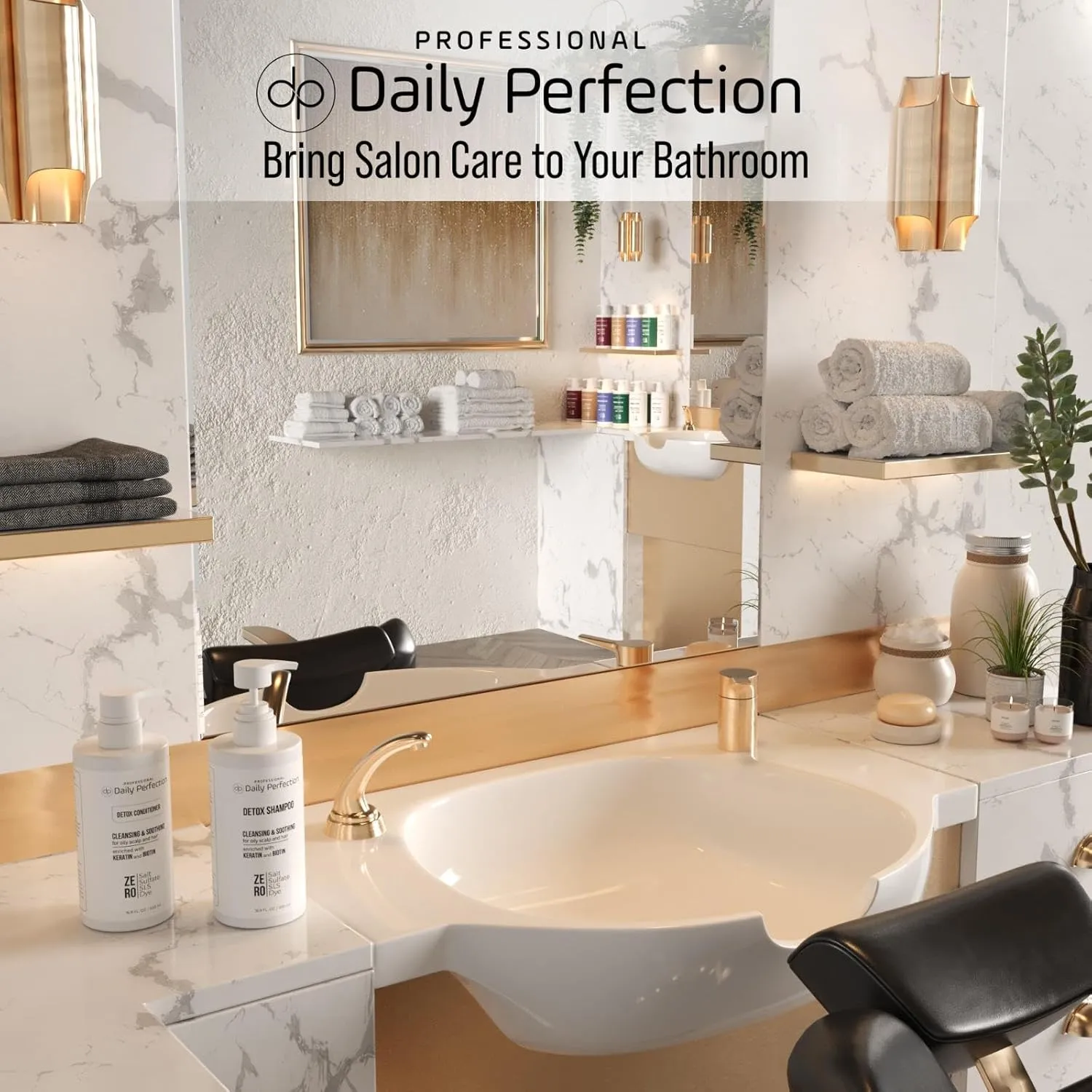 Detox Shampoo and Conditioner to Remove Build-Up, Oil, and Dirt. Salon-Grade Formula with Biotin and Keratin, Salt-Free, Sulfate-Free, and Paraben-Free for Clean, Refreshed Hair.