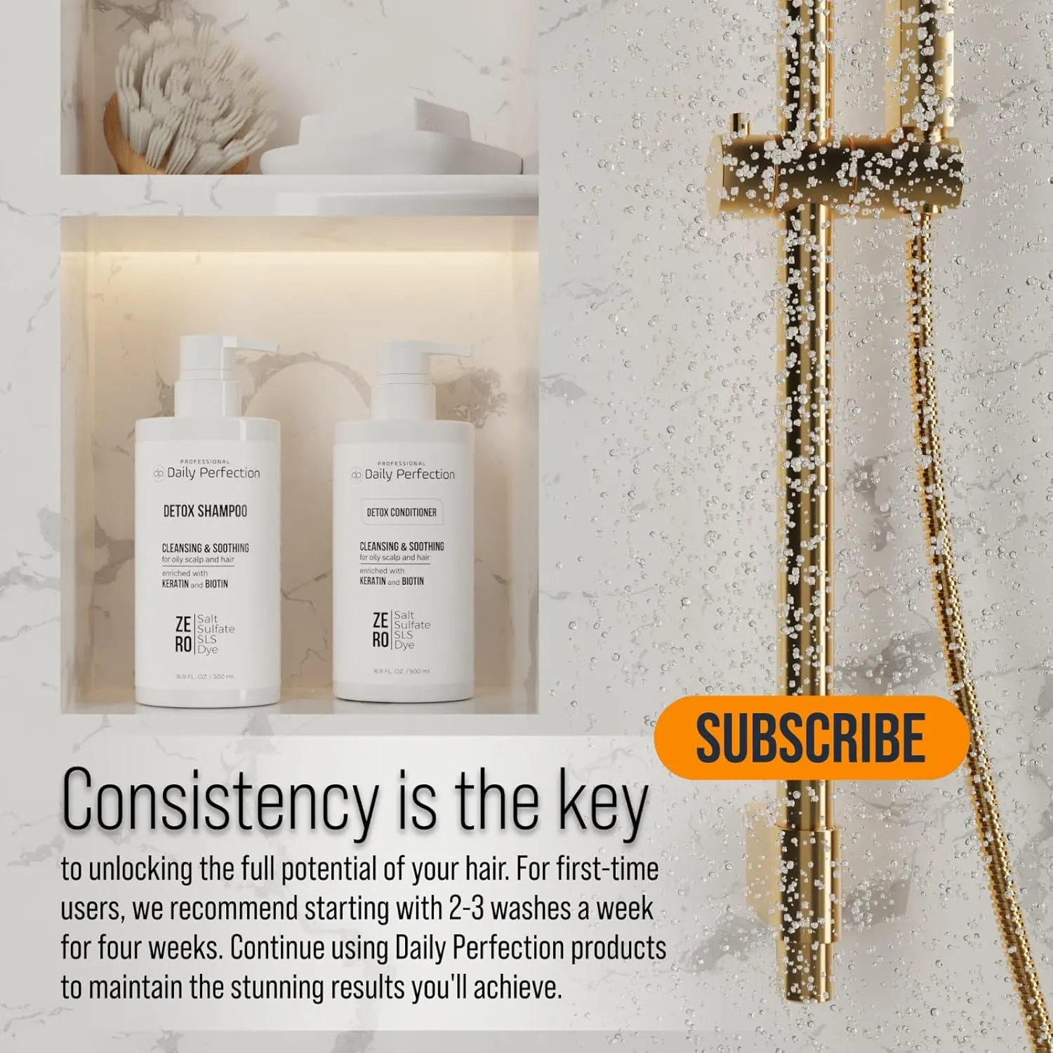 Detox Shampoo and Conditioner to Remove Build-Up, Oil, and Dirt. Salon-Grade Formula with Biotin and Keratin, Salt-Free, Sulfate-Free, and Paraben-Free for Clean, Refreshed Hair.