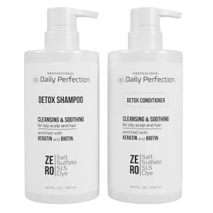 Detox Shampoo and Conditioner to Remove Build-Up, Oil, and Dirt. Salon-Grade Formula with Biotin and Keratin, Salt-Free, Sulfate-Free, and Paraben-Free for Clean, Refreshed Hair.