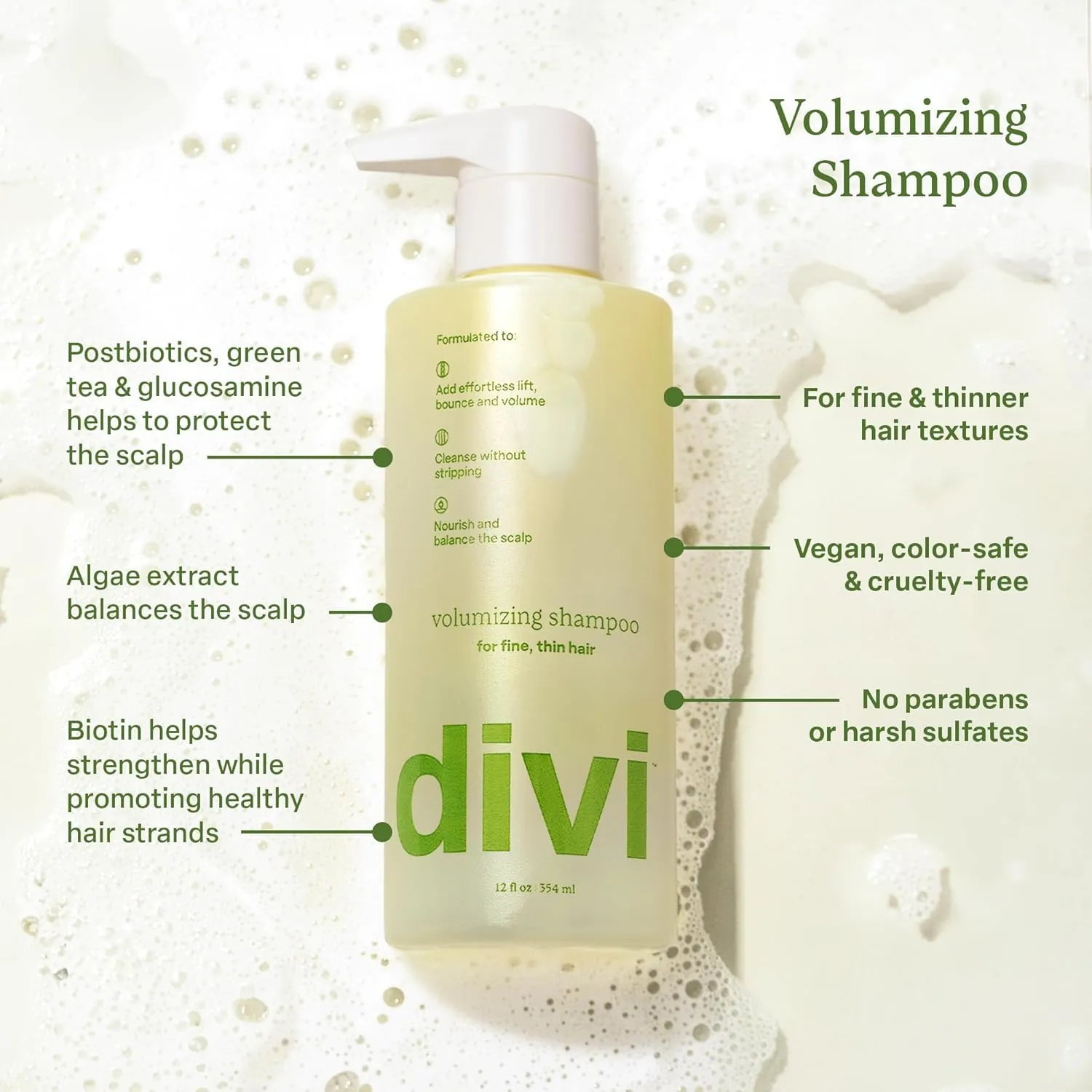 Divi Volumizing Shampoo for Women and Men - Lightweight Volume Shampoo for Fine Hair - Formulated to Cleanse, Nourish and Balance the Scalp, 1L