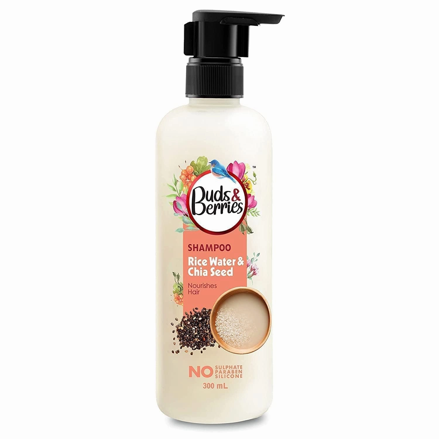 DJ Rice Water and Chia Seeds Nourishing Shampoo | Strengthens Hair, 120 Hours of Conditioning | Sulfate-Free, Paraben-Free, Silicone-Free | 300 ml