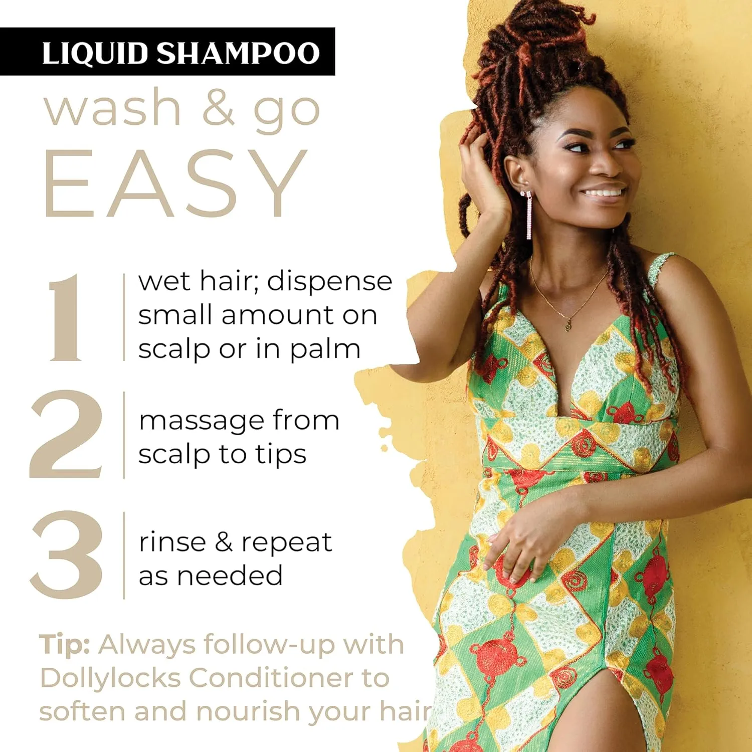 Dollylocks Liquid Shampoo – Plant-Based, Residue-Free Loc Shampoo, pH Balanced & Vegan (Beach Bae Scent, 8oz)