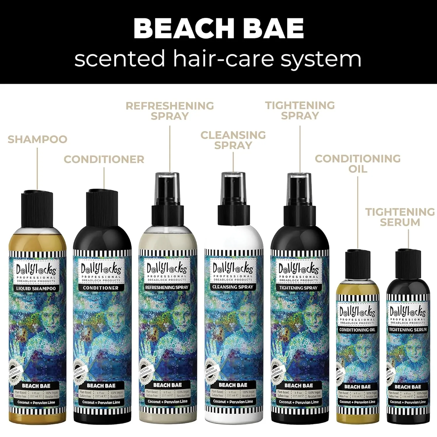 Dollylocks Liquid Shampoo – Plant-Based, Residue-Free Loc Shampoo, pH Balanced & Vegan (Beach Bae Scent, 8oz)