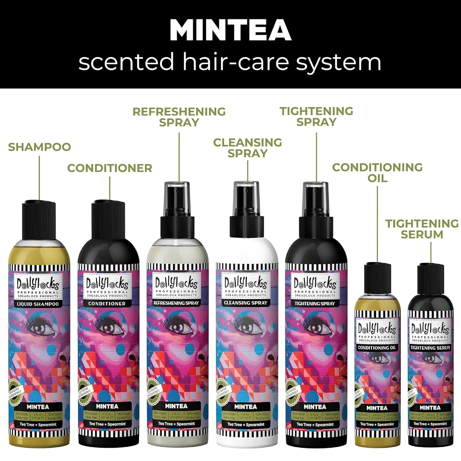 Dollylocks Liquid Shampoo – Plant-Based, Residue-Free Loc Shampoo, pH-Balanced & Vegan (Mintea Scent, 8oz)