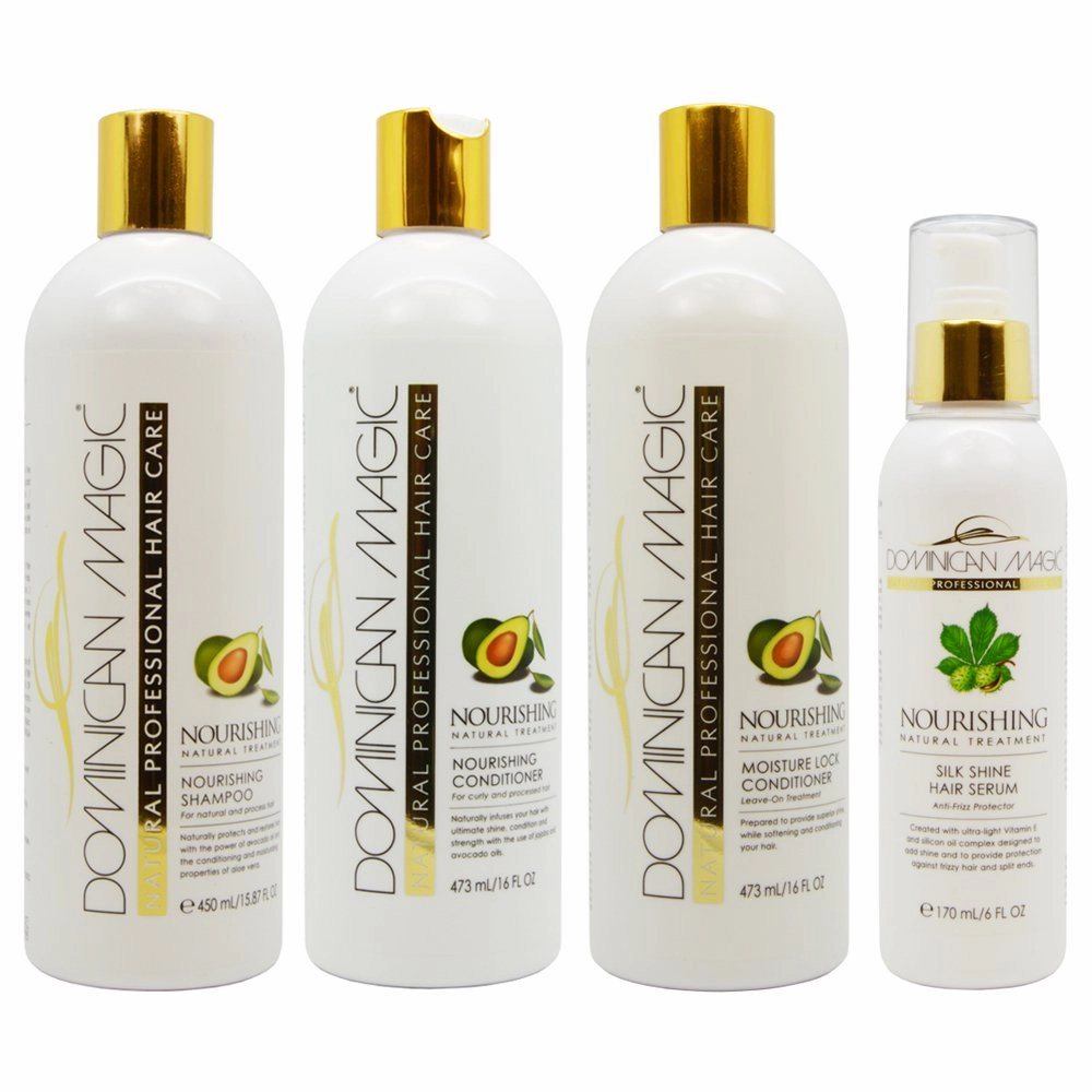 Dominican Magic Nourishing Shampoo & Conditioner & Moisture Lock Leave on & Silk Shine Serum 6oz "Set"