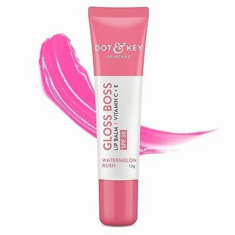 Dot'&'Key Watermelon (12gm) | Intense Moisturizer for Dry, Chapped Lips | Tinted | Glowing Pink Lips | with SPF 30 for Sun Protection   Vitamin C   E | Lip Balm for Women