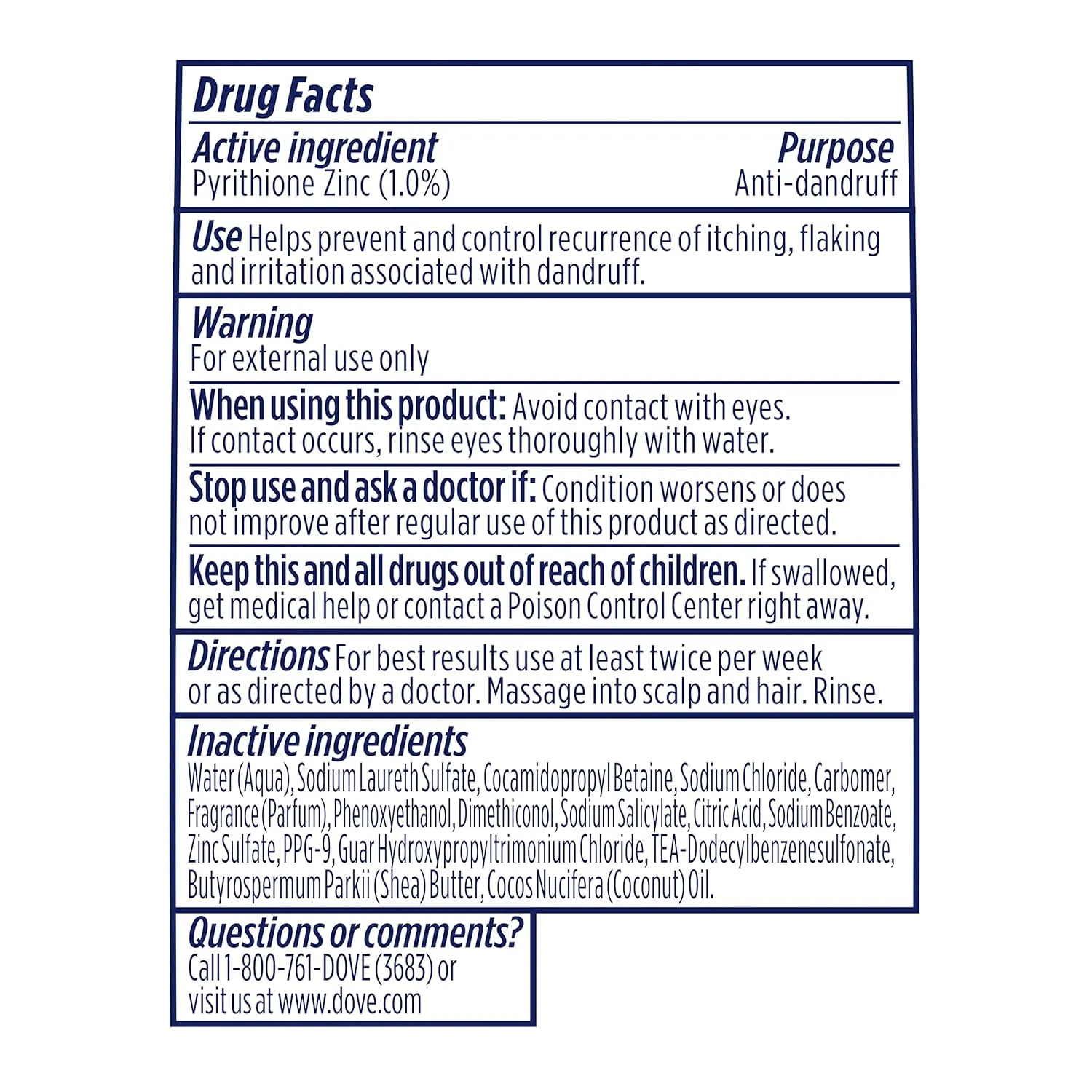 Dove Damage Therapy Derma Shampoo Dryness   Itch Pack of 6 for Flaky Scalp with Pyrithione Zinc and Coconut Oil 12 Fl Oz