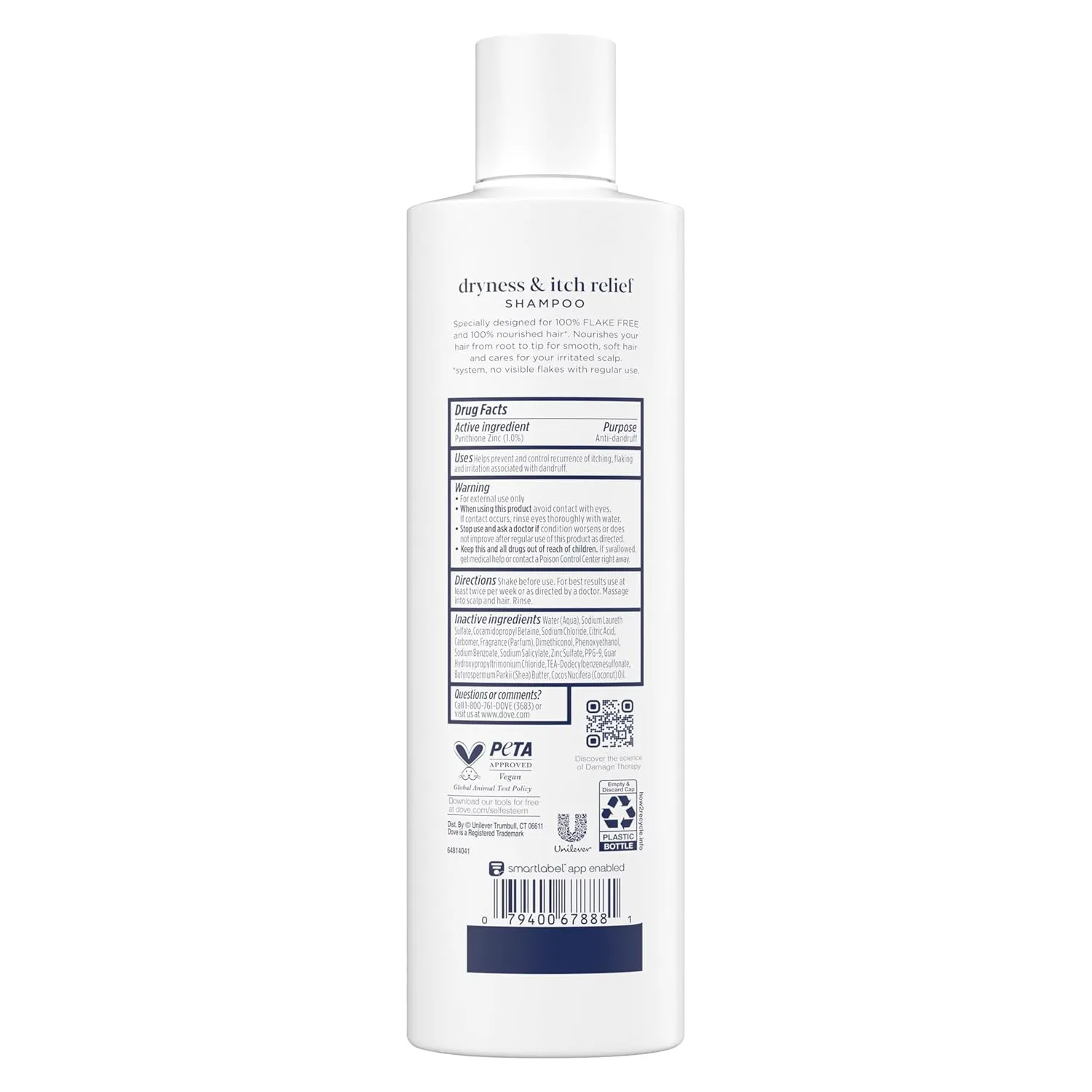 Dove Damage Therapy Derma Shampoo Dryness   Itch Pack of 6 for Flaky Scalp with Pyrithione Zinc and Coconut Oil 12 Fl Oz