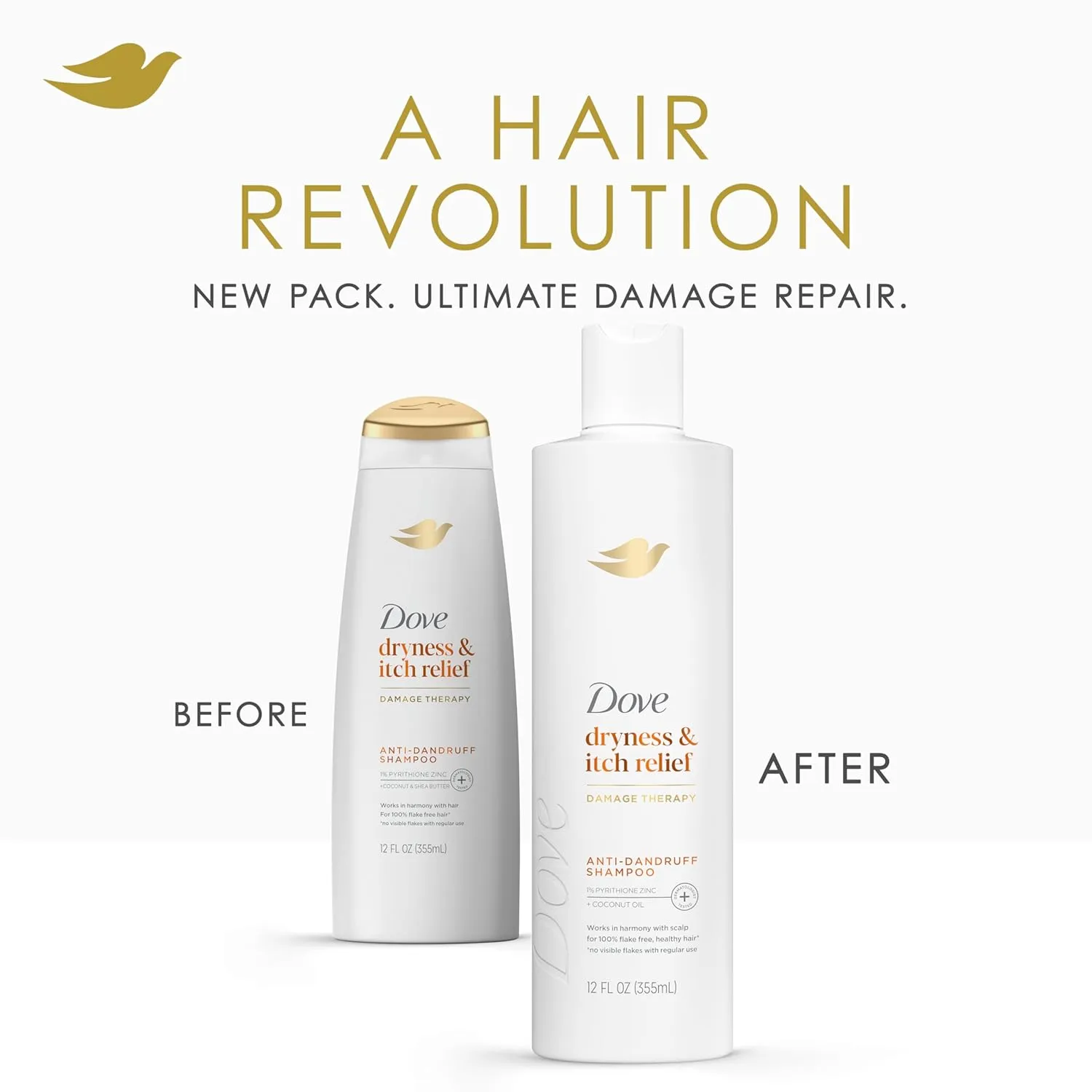 Dove Damage Therapy Derma Shampoo Dryness   Itch Pack of 6 for Flaky Scalp with Pyrithione Zinc and Coconut Oil 12 Fl Oz