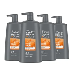 DOVE MEN  CARE 2-in-1 Shampoo   Conditioner Thick   Strong 4 count for Fortifying Hair from Root to Tip, with Calcium, 25.4 oz