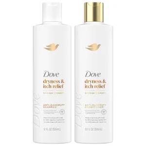 Dove Shampoo and Conditioner Set - DermaCare Scalp Dryness & Itch Relief, Pyrithione Zinc Shampoo and Conditioner, Anti-Dandruff, Anti-Frizz, Smoothing Hair Care, 12 Oz (2 Piece Set)