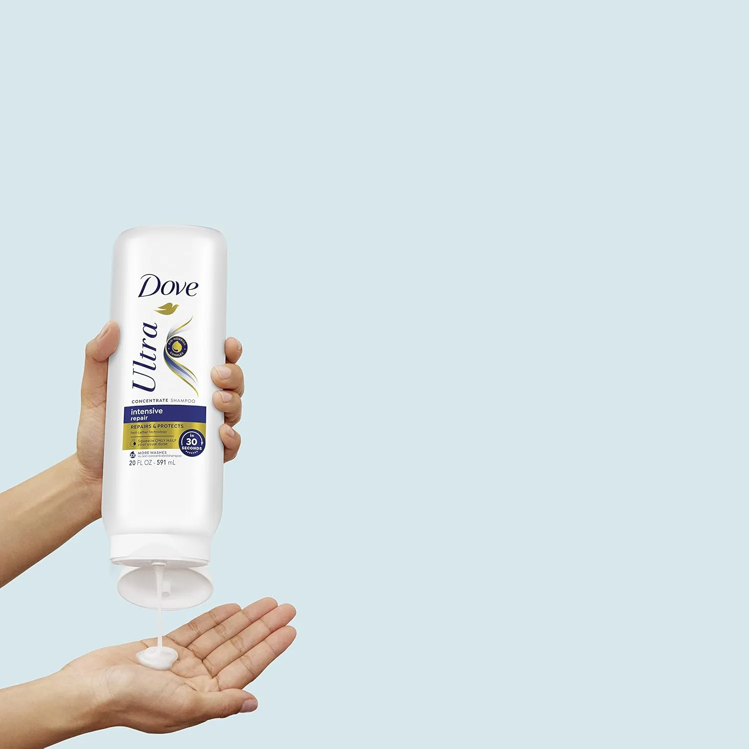 Dove Ultra Intensive Repair Concentrate Shampoo And Conditioner For Damaged Hair Repairs And Protects In 30 Seconds, Fast-Lather And Fast-Detangle Technology, 2X More Washes, Combo Pack