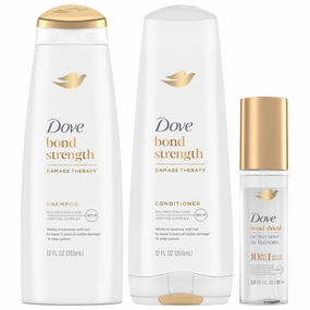 Dove Bond Strength Shampoo & Conditioner Set   Hair Serum Bundle – Repair Treatment for Damaged and Frizzy Hair (3 Piece Set)