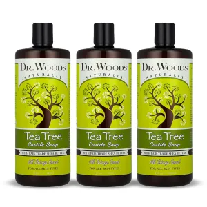 Dr. Woods Tea Tree Liquid Castile Soap - Castile Soap with Pure Tea Tree Oil, Body Wash for Men and Women, Organic Shea Butter, Natural Cleaner for Face, Hands, and Body - 32 Fl Oz, Pack of 3