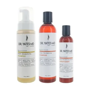 Dr. Yates MD - Hair Thickening Bundle - Bundle with Daily Thickening Shampoo   Daily Thickening Serum Leave in Conditioner   Reset Detoxifying Shampoo - 3 items