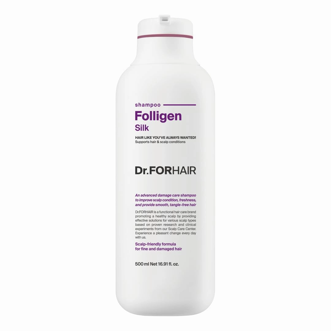DR.FORHAIR Folligen Silk Shampoo 16.9 fl oz 500 ml For Thinning Hair Damaged Cuticles Growth Care Treatment Sulfate Silicone Free