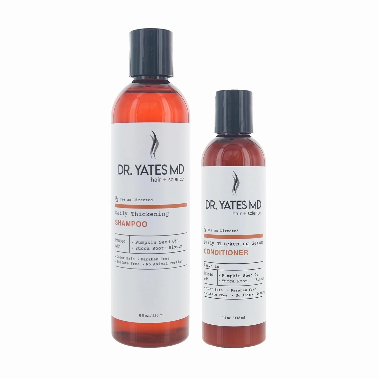 Dr. Yates MD - 8 fl oz Daily Thickening Shampoo Bundle with 4 fl oz Daily Thickening Serum Leave In Conditioner with Pumpkin Seed Oil, Yucca Root, and Biotin