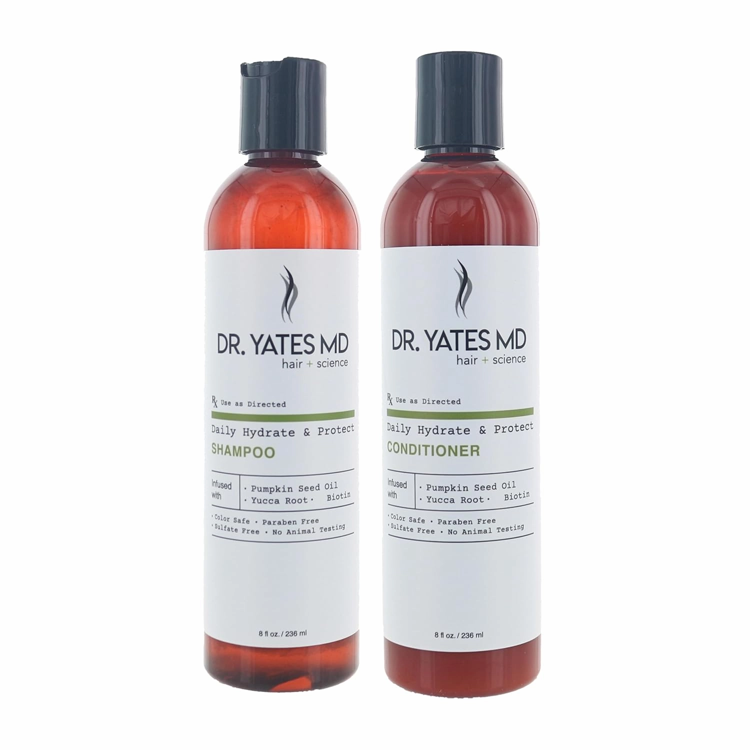 Dr. Yates MD - Daily Hydrate and Protect Shampoo Bundle with Daily Hydrate and Protect Conditioner with Pumpkin Seed Oil, Yucca Root, and Biotin