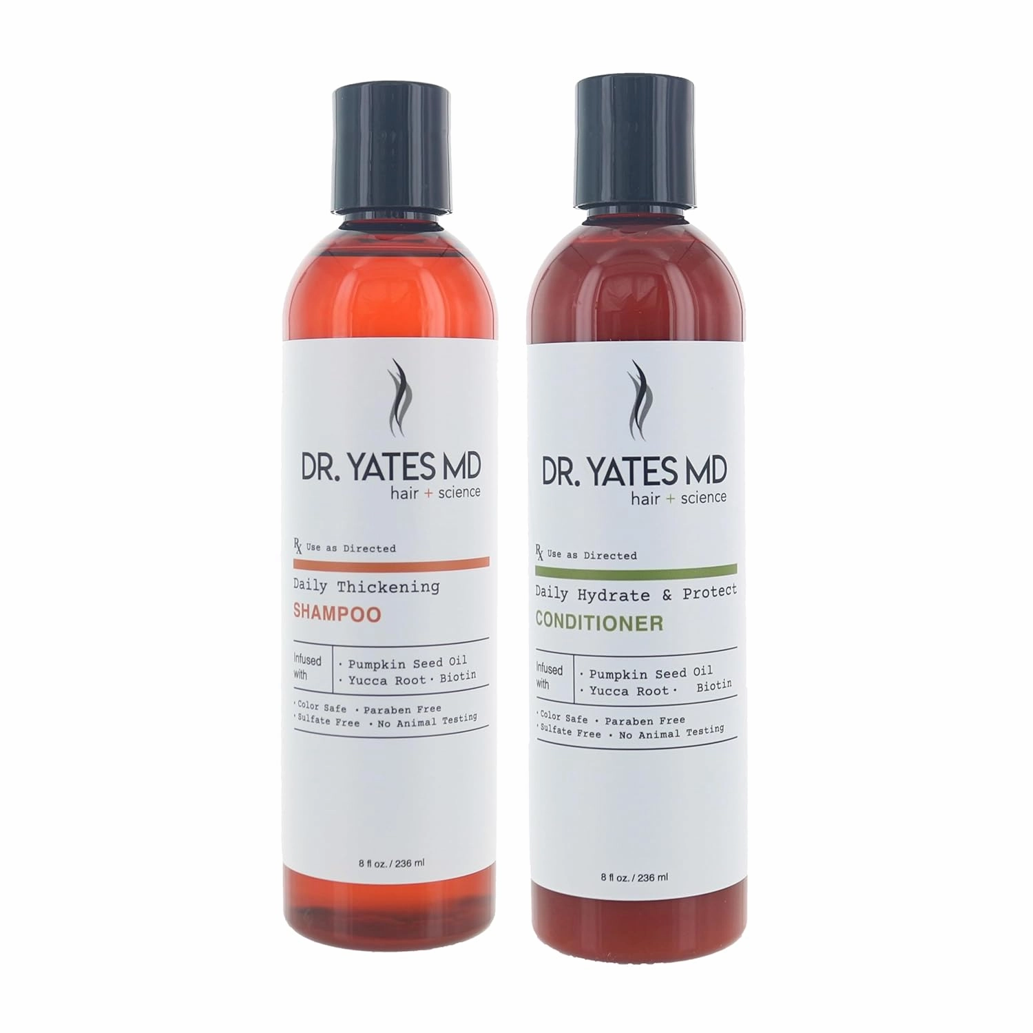 Dr. Yates MD - Daily Thickening Shampoo Bundle with Hydrate and Protect Conditioner with Pumpkin Seed Oil, Yucca Root, and Biotin