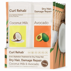 Dry Hair/Damage Repair Dual Treatment, Coconut Milk Repairing Oil Treatment & Avocado Hydrating Mask, 4.8 Oz Packette, 6 Count