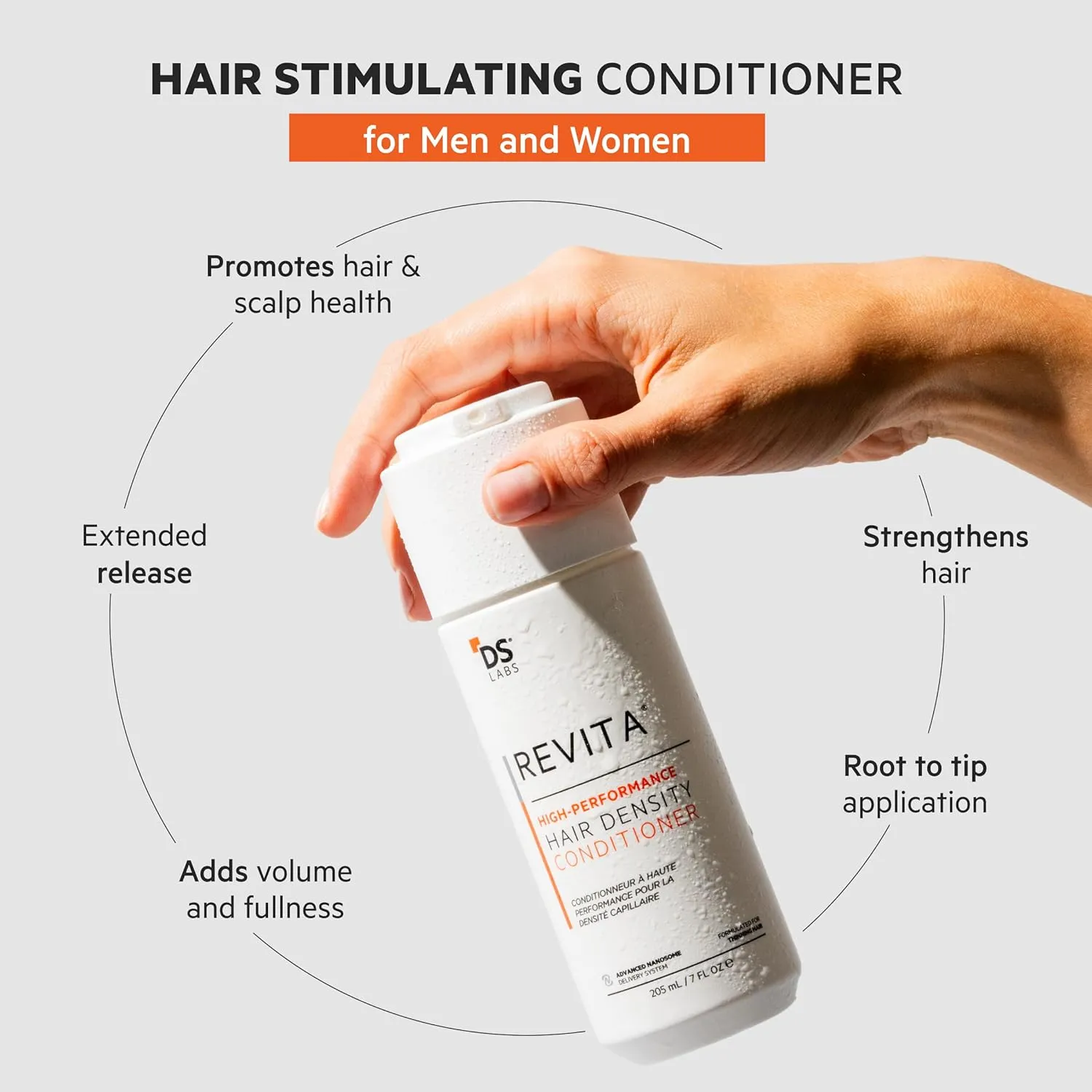 DS Labs Revita Conditioner – High-Performance Hair Density Conditioner, Strengthening, Thickening & Volumizing, Fuller, Healthier-Looking Hair, Sulfate & Silicone Free, For Men & Women, 205mL