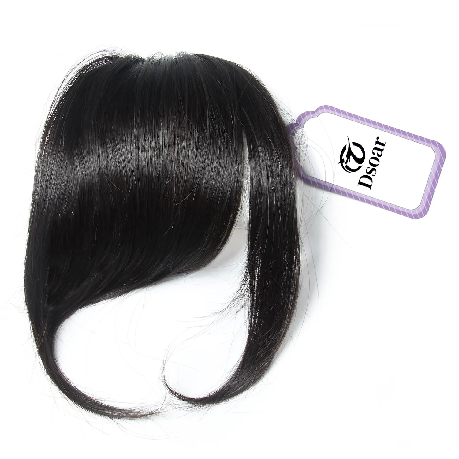 Dsoar Thick Side Bangs Clip in Bangs Real Human Hair Bang Natural Clip on Side Bangs Straight Fringe Hair Extensions(Jet Black,with Temples)