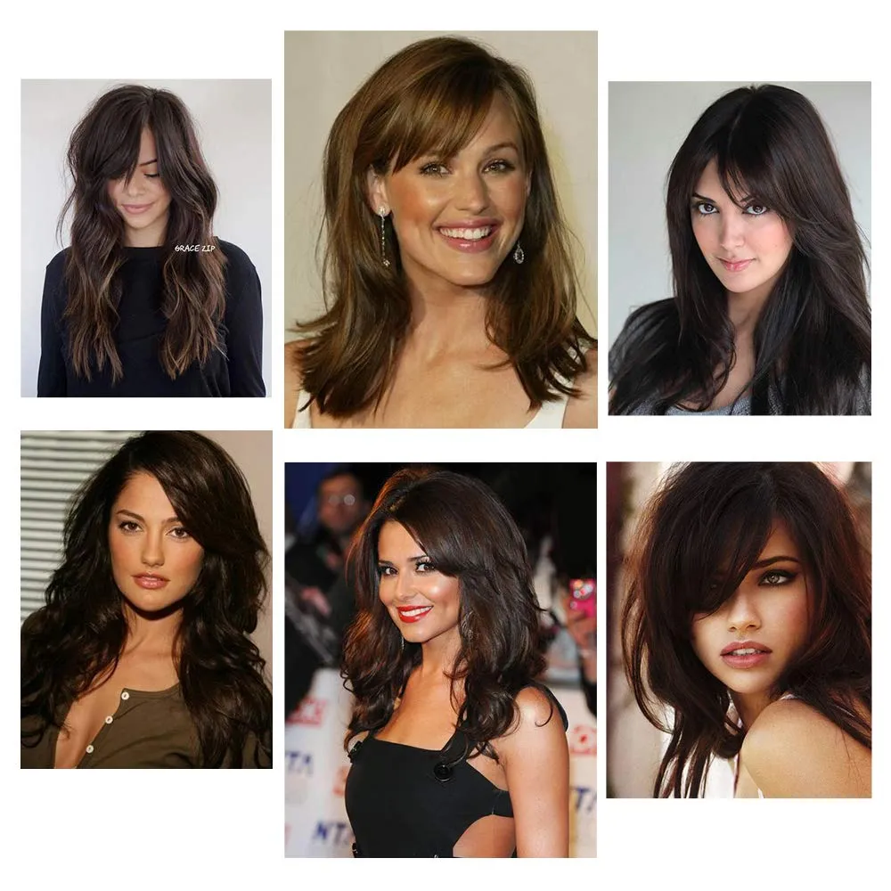 Dsoar Thick Side Bangs Clip in Bangs Real Human Hair Bang Natural Clip on Side Bangs Straight Fringe Hair Extensions(Jet Black,with Temples)