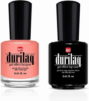 duri Durilaq, D599 Call Me Maybe, Pastel Coral Opaque Gel Effect Lacquer and Top Coat Duo, 0.61 fl.oz. Each