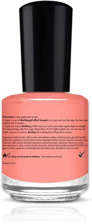 duri Durilaq, D599 Call Me Maybe, Pastel Coral Opaque Gel Effect Lacquer and Top Coat Duo, 0.61 fl.oz. Each