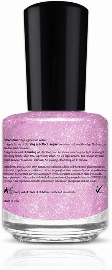 duri Durilaq, DUO6D Aurora, Shimmer Pink Lilac Semi Sheer Gel Effect Lacquer and Top Coat, 0.61 fl.oz. Each
