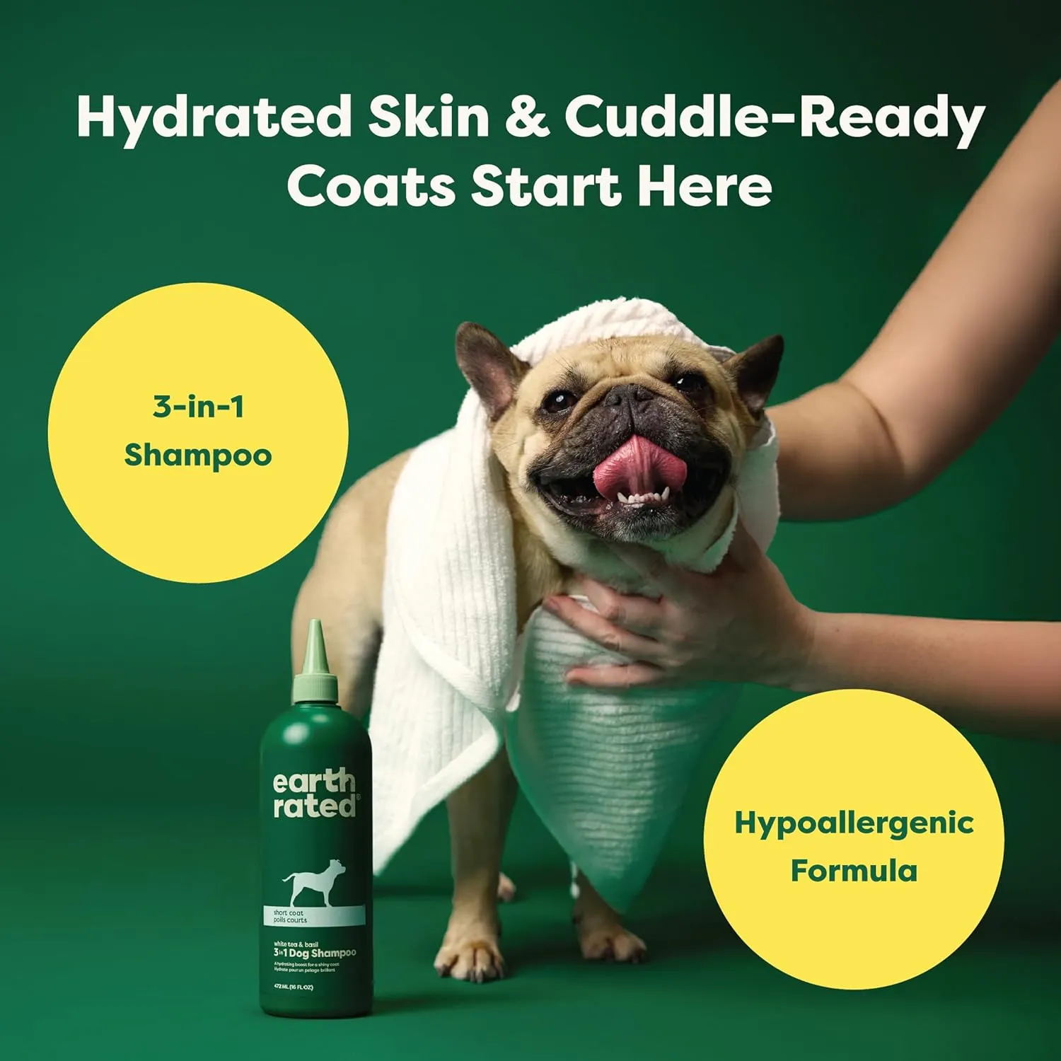 Earth Rated 3-in-1 Soothing Dog Shampoo and Conditioner, Deodorizing Oatmeal Shampoos for Dogs and Puppies, Great for Smelly Pets, White Tea and Basil Scent, 16 oz
