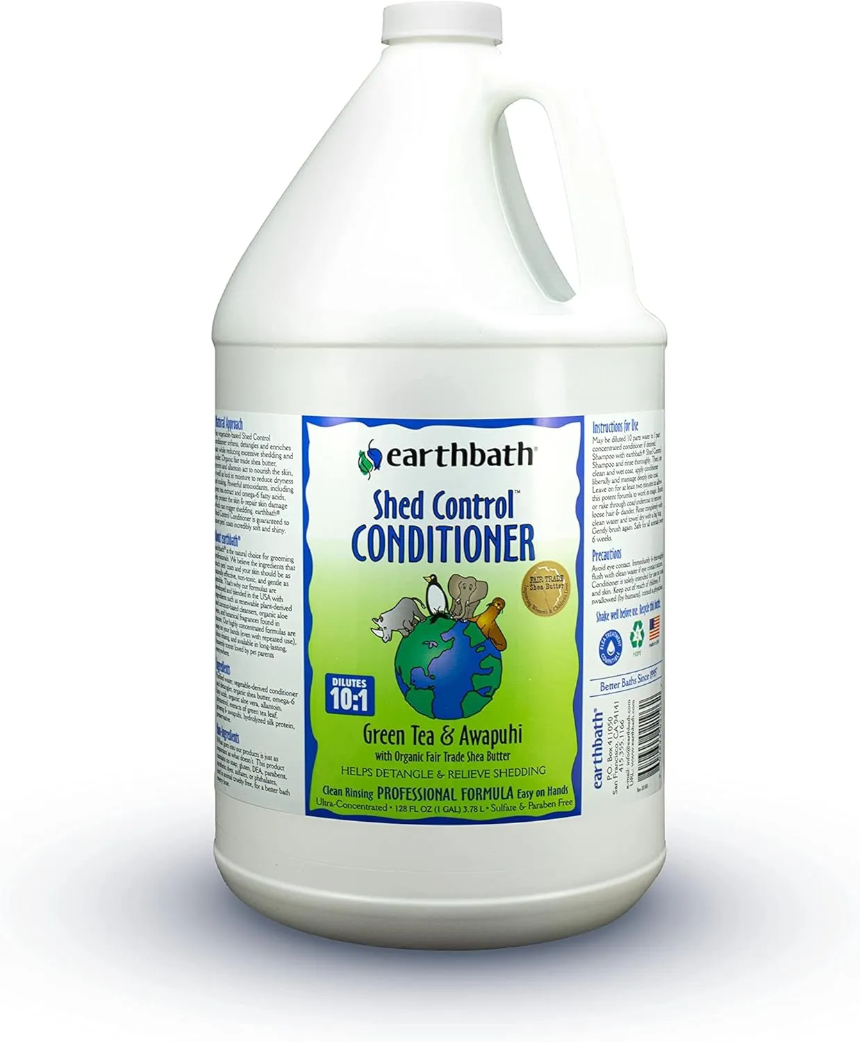 earthbath, Green Tea & Awapuhi Shed Control Dog Conditioner - Cruelty Free Dog Shampoo, Helps Relieve Shedding & Dander, Gentle Dog Wash, Made in USA, Dog Bathing Supplies - 128 Oz (1 Pack)