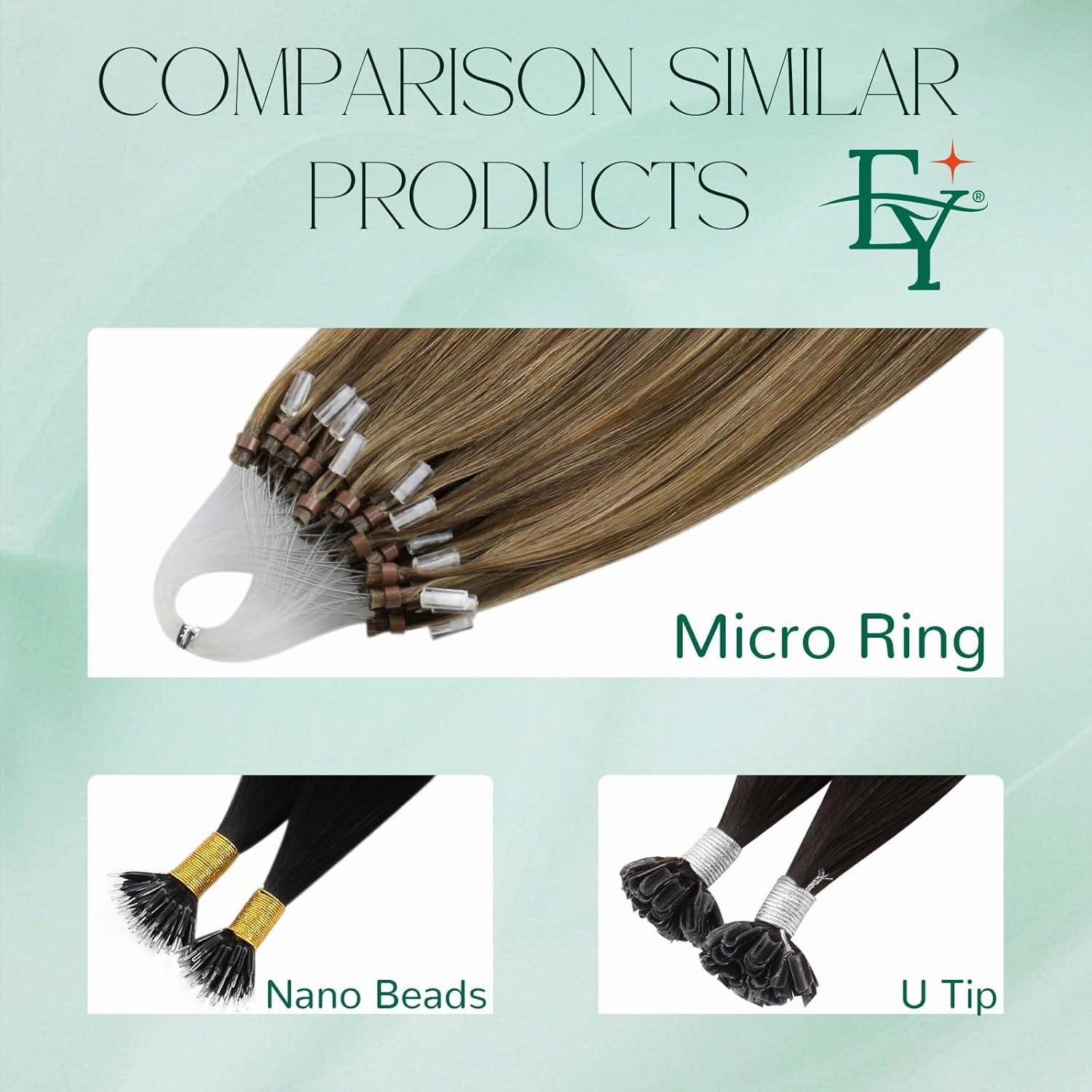 Easyouth Micro Bead Hair Extensions Real Human Hair Brown Micro Beads Hair Extensions Dark Brown with Blonde Highlight Micros Link Hair Extension Human Hair Natural Look 20 In 50g 50s