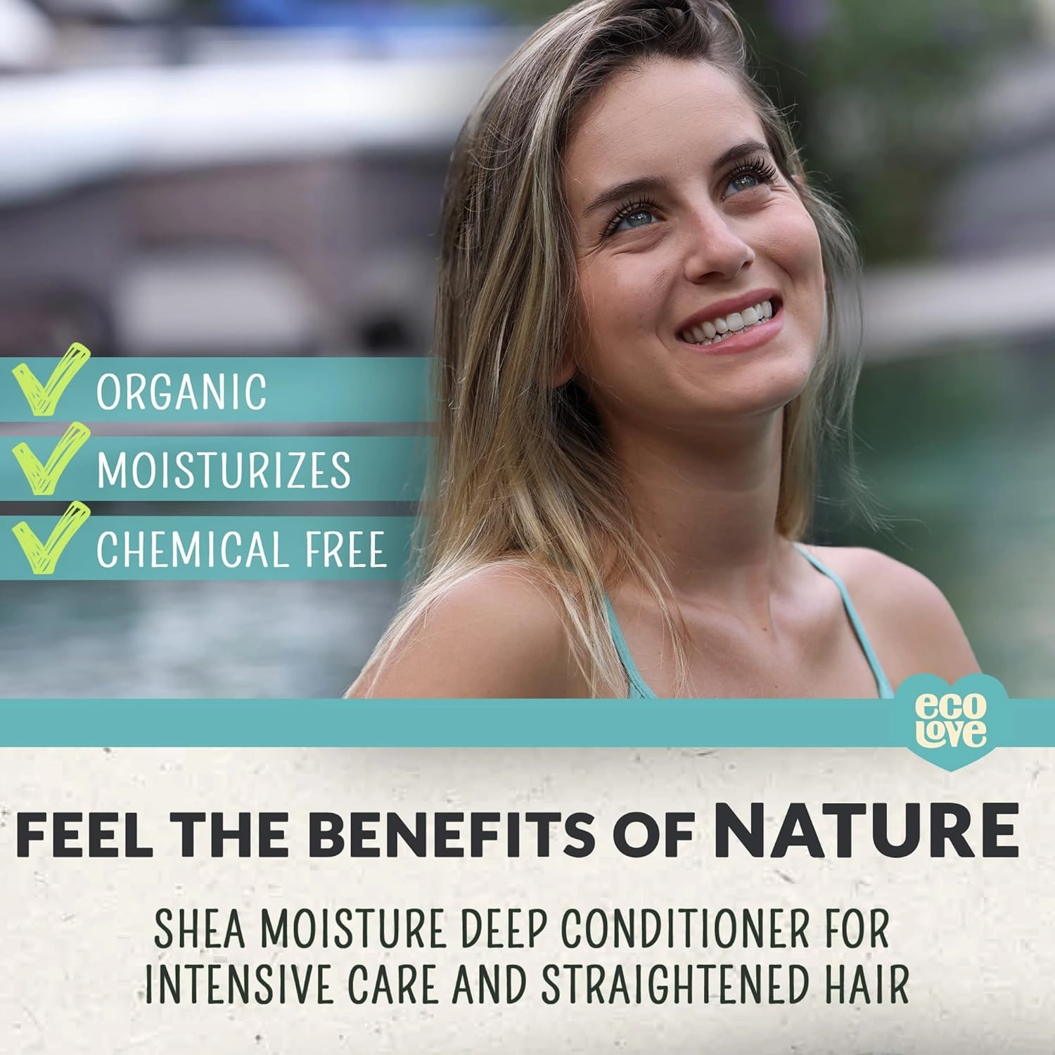 ecoLove – Natural Conditioning for Chemically Straightened Hair and Dry Damaged Hair – No SLS or Parabens - With Natural Moroccan Oil Extract - Vegan and Cruelty-Free Hair Treatment, 17.6 oz